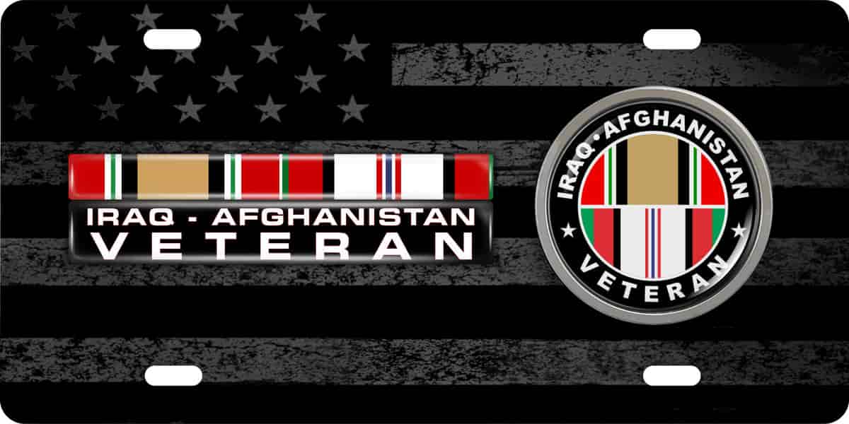 Iraq - Afghanistan Veteran - Stainless Steel Car License Plate